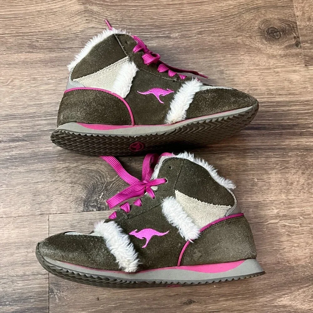 Kangaroos 'Roocicles' Leather Suede Pink High Top  Shearling Lined Snow Sneakers - Picture 7 of 11